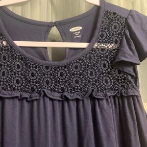 Old Navy Dark Blue Lace Detail Dress